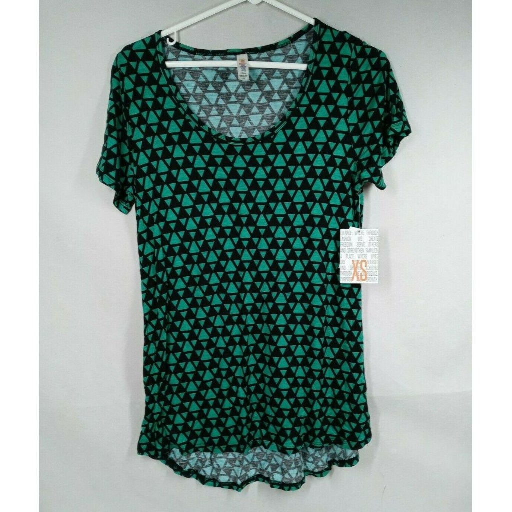 Nwt Lularoe Classic T Black With Green Triangles Size Xs